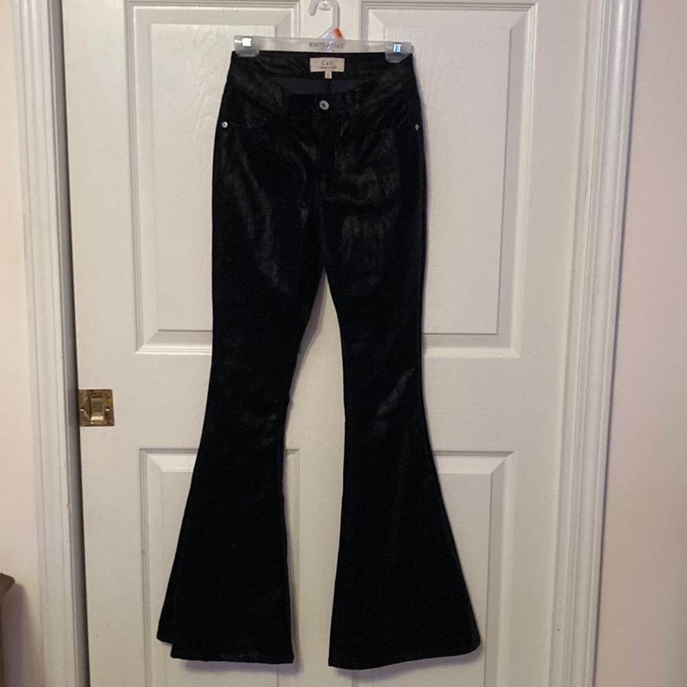 C&V black pleather pants